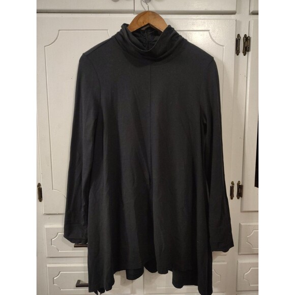 Neon Buddha Tunic Top Women Cowl Neck Asymmetrical Hem Black Large - Picture 1 of 8